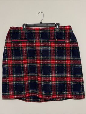 Classic Red & Navy Plaid Mini Skirt